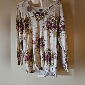 Like New Torrid Grey/Purple Floral Sweater